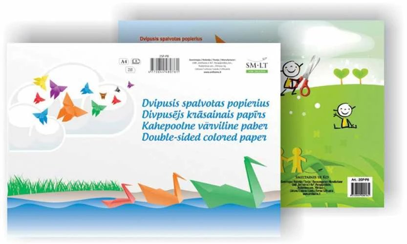 Popierius, spalvotas SMLT, A4, 80 g, dvipusis, klijuotas, 8 lapai