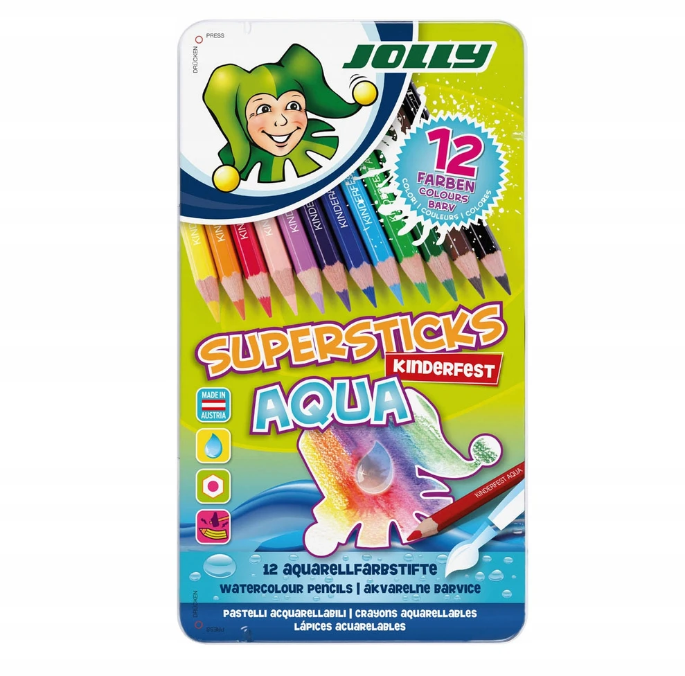 Spalvoti akvareliniai pieštukai AQUA, Jolly, 12 sp.