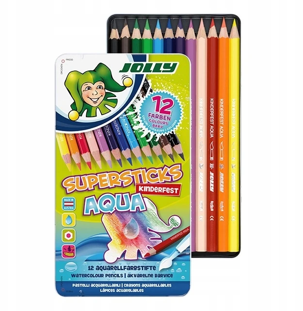Spalvoti akvareliniai pieštukai AQUA, Jolly, 12 sp.