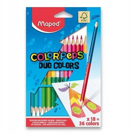 Spalvoti dvipusiai pieštukai Maped Color'Peps Duo, 18 vnt.