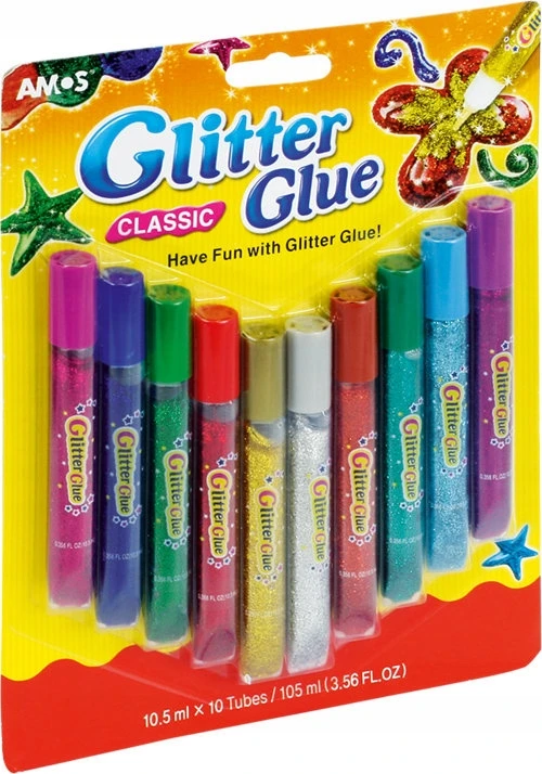 Spalvoti klijai su blizgučiu Amos Glitter, 10 spalvų