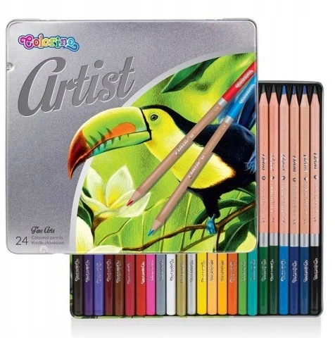Patio Spalvoti pieštukai COLORINO Artist 24 spalvų, metalinėje dėžutėje