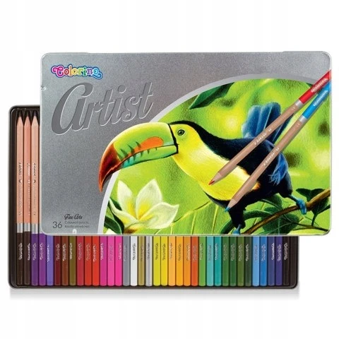 Spalvoti pieštukai COLORINO Artist 36 spalvų, metalinėje dėžutėje