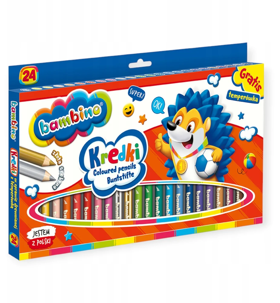Lean School BAMBINO Pieštukai mediniame rėmelyje 24 spalvos + galąstuvas