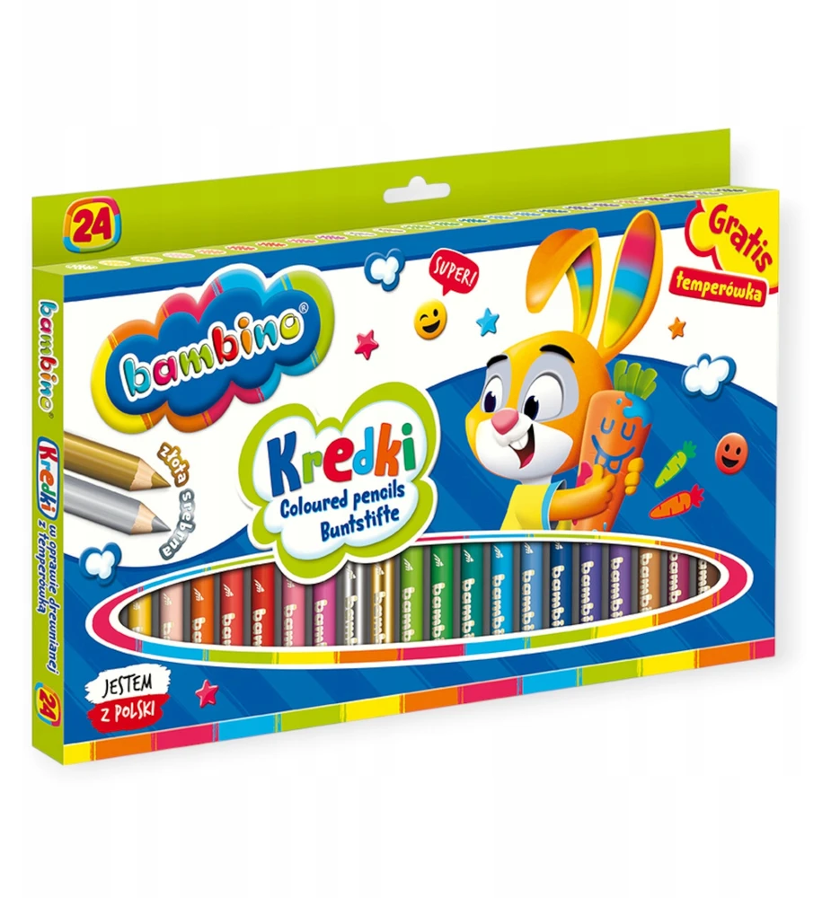 Lean School BAMBINO Pieštukai mediniame rėmelyje 24 spalvos + galąstuvas