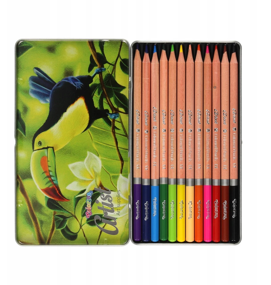 Spalvoti pieštukai COLORINO Artist 12 spalvų, metalinėje dėžutėje