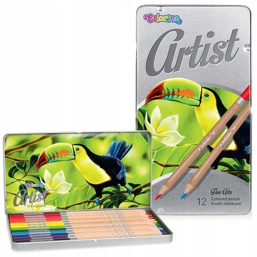 Spalvoti pieštukai COLORINO Artist 12 spalvų, metalinėje dėžutėje