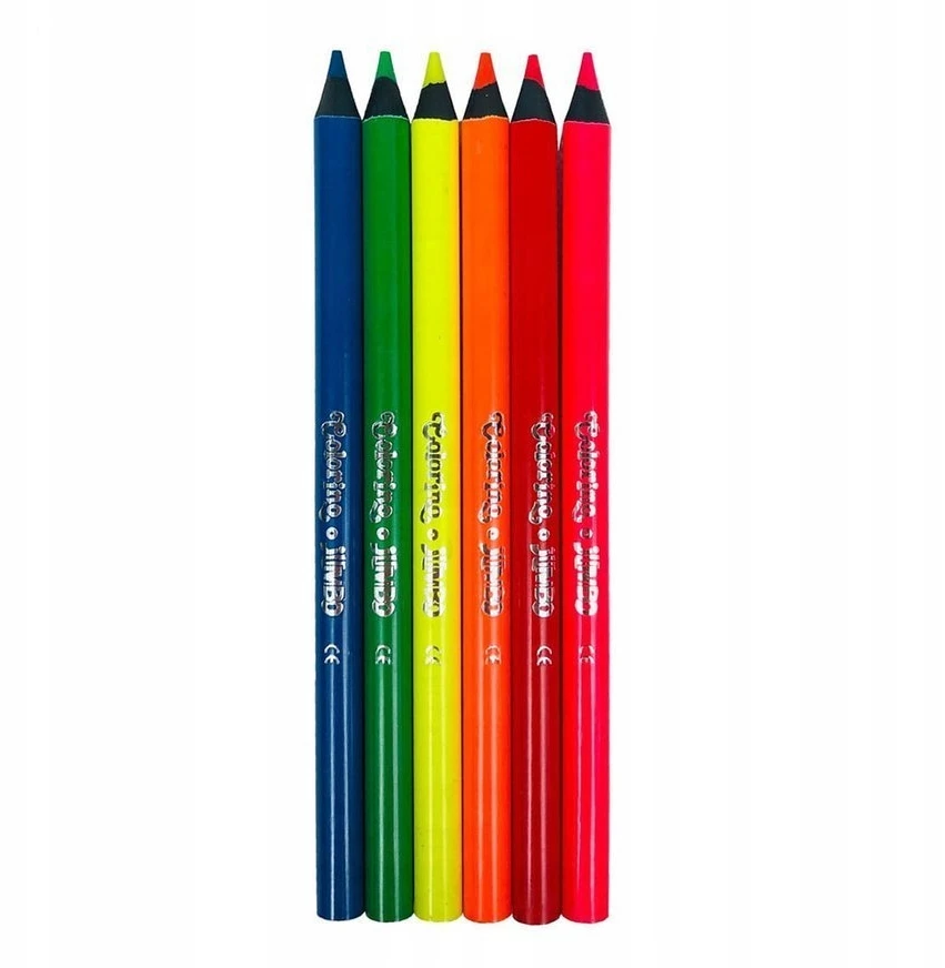Spalvoti pieštukai COLORINO JUMBO NEON su drožtuku, 6 vnt.