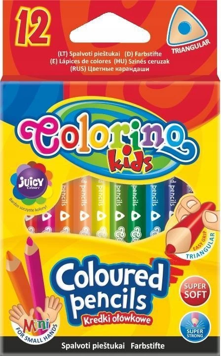 COLORINO KIDS trikampiai spalvoti pieštukai (12 spalvų), 33077PTR
