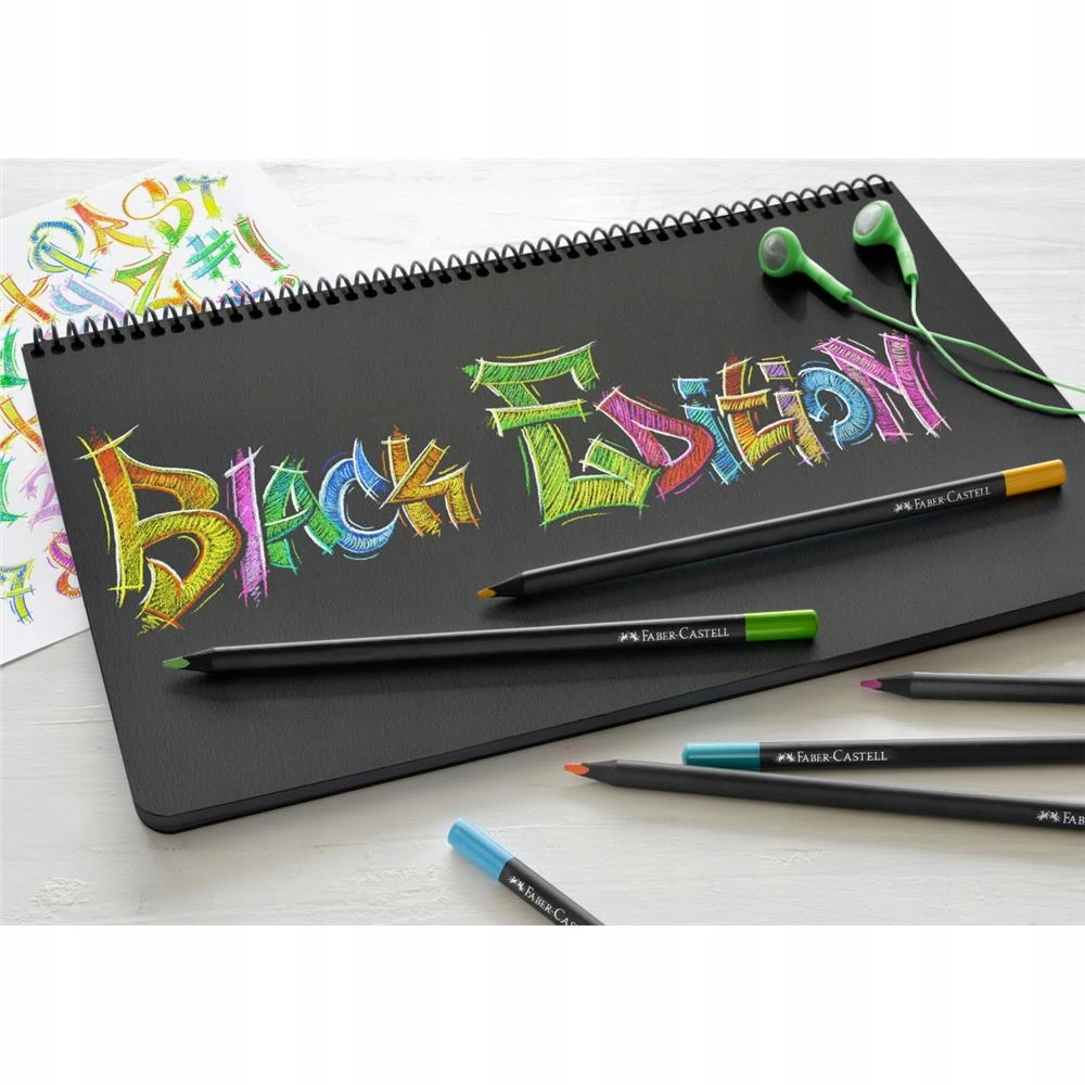 Spalvoti pieštukai Faber-Castell Juodas Edition, 24 ryškių spalvų, metalinėje dėžutėje