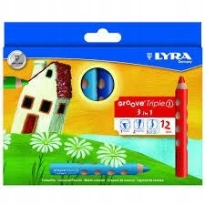 Spalvoti pieštukai - LYRA - Groove Triple 1 - 12 vienetų rinkinys - ekstra storio š leadas 10 mm - 3 viename