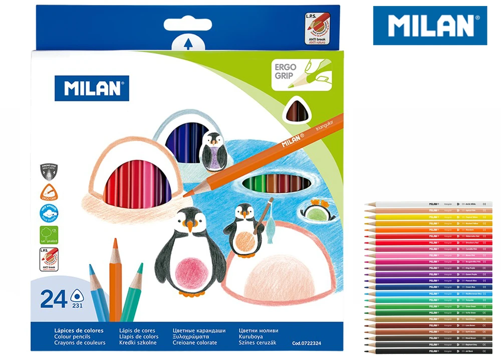 Spalvoti pieštukai Milan 324, 24 spalvų