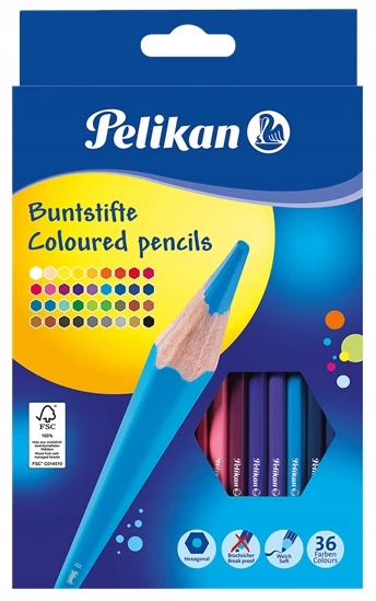 Spalvoti pieštukai Pelikan, 36 vnt.