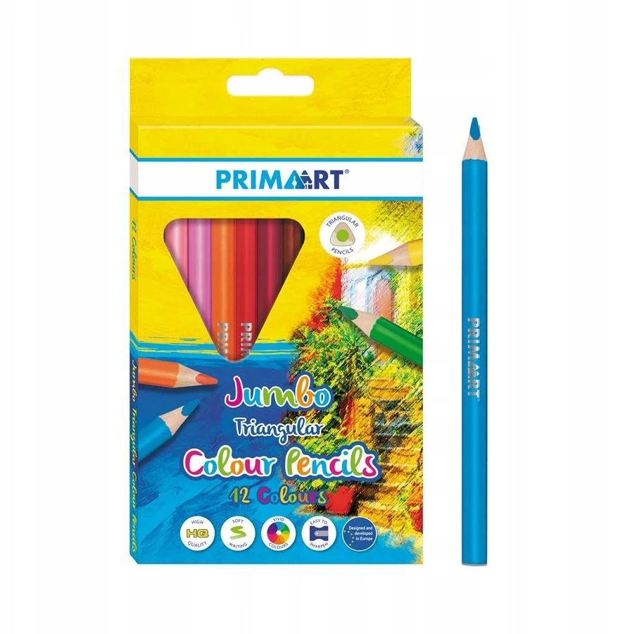 Spalvoti pieštukai Prima Art Jumbo, 12 vnt.