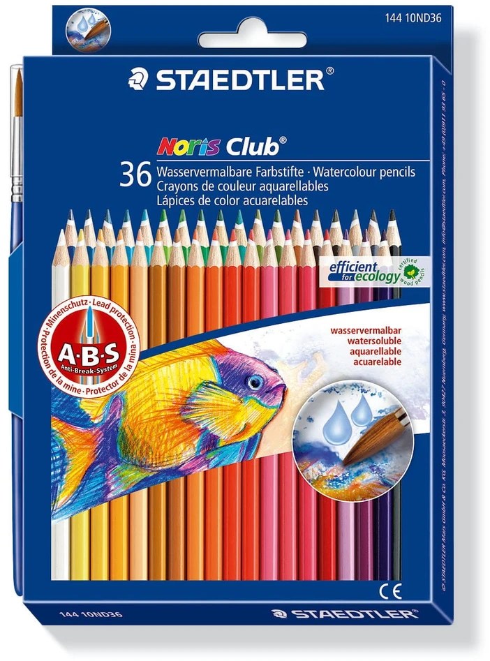 Spalvoti pieštukai Staedtler Noris Club, akvareliniai, 36 spalvos