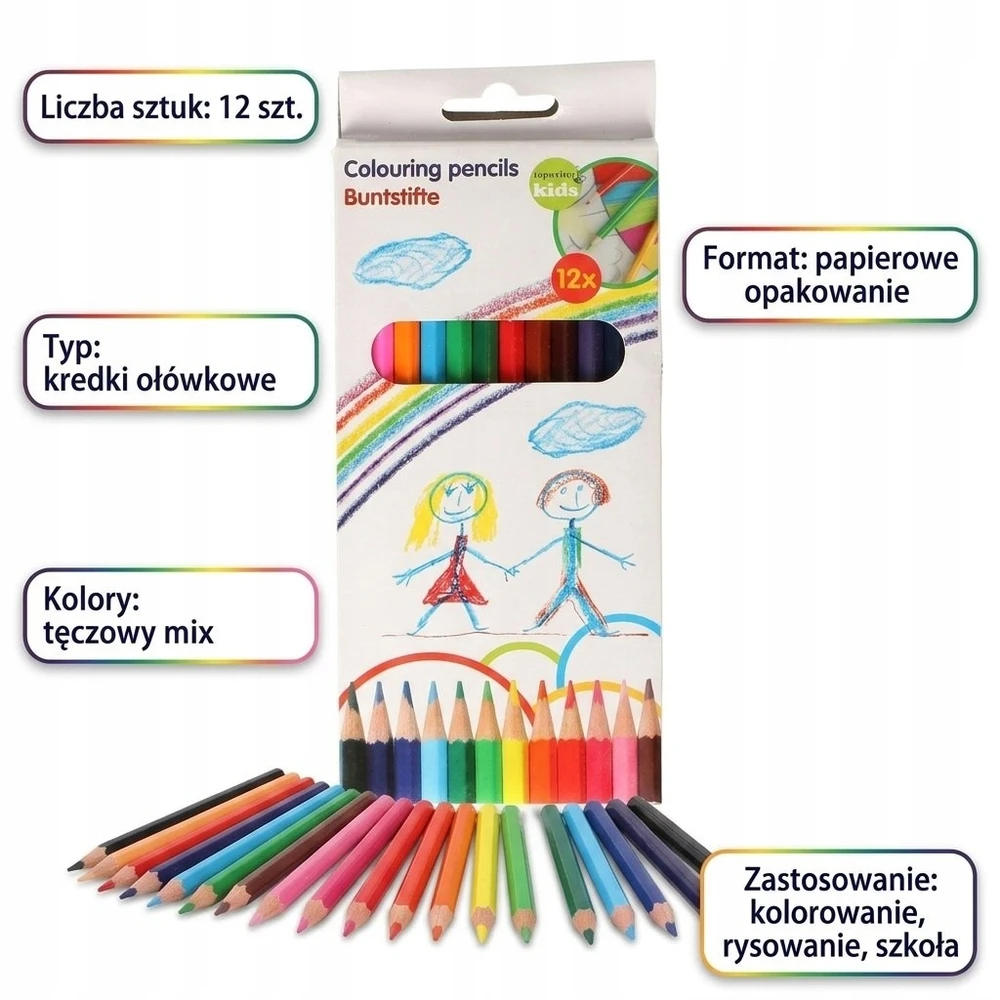 Topwrite - Pieštukas crayons 12 colours