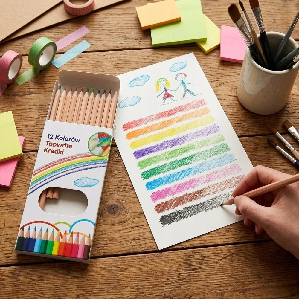 Topwrite - Pieštukas crayons 12 colours
