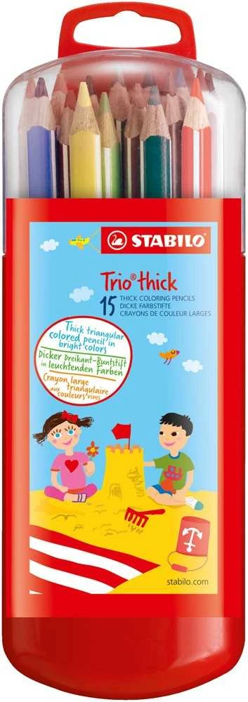 Stabilo Spalvoti pieštukai Trio thick, 15 spalvų