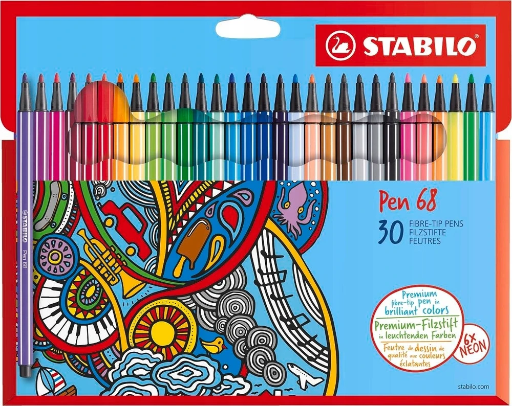 Spalvoti rašikliai Stabilo Pen 68, 12 spalvų