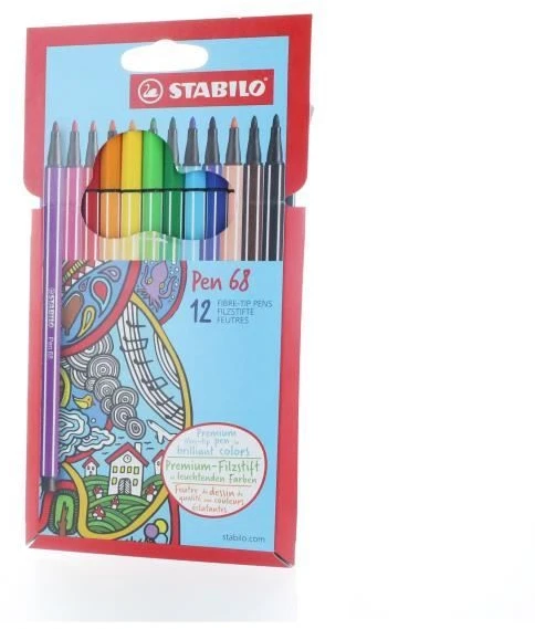 Spalvoti rašikliai Stabilo Pen 68, 12 spalvų