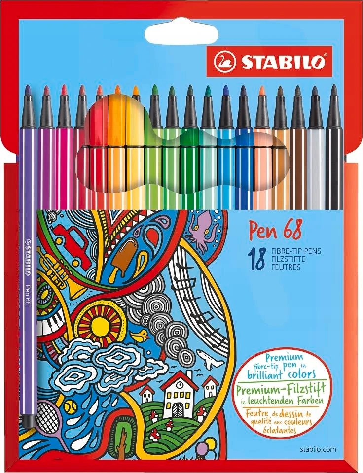 Spalvoti rašikliai Stabilo Pen 68, 12 spalvų
