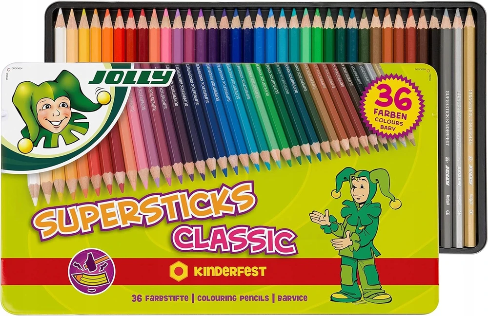 Spalvoti šešiabriauniai pieštukai Classic, Jolly, 36 spalvos