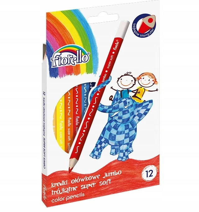 Spalvoti tribriauniai pieštukai SUPER SOFT JUMBO, Fiorello, 12 sp.