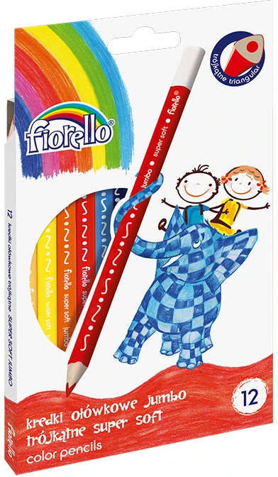 Spalvoti tribriauniai pieštukai SUPER SOFT JUMBO, Fiorello, 12 sp.