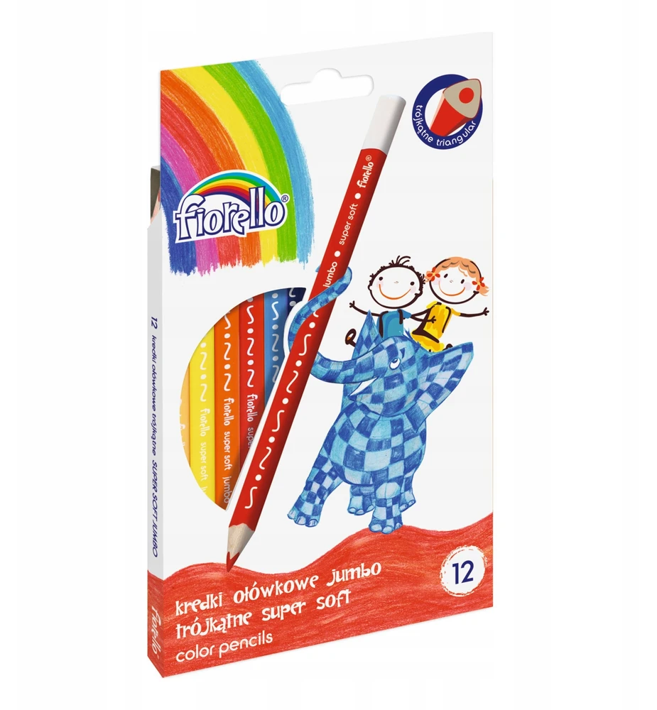 Spalvoti tribriauniai pieštukai SUPER SOFT JUMBO, Fiorello, 12 sp.