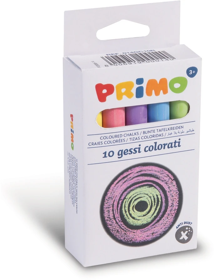 Spalvotos kreidelės - PRIMO - 10 vnt. dėžutė - Nedirvos - Ryškios spalvos - Vaikams