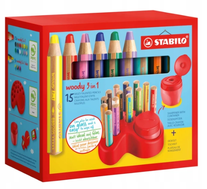 Spalvotų pieštukų rinkinys 3-in-1 Stabilo