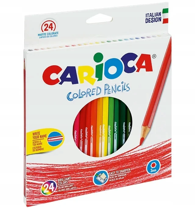 Spalvotų pieštukų rinkinys Carioca, 24 spalvos