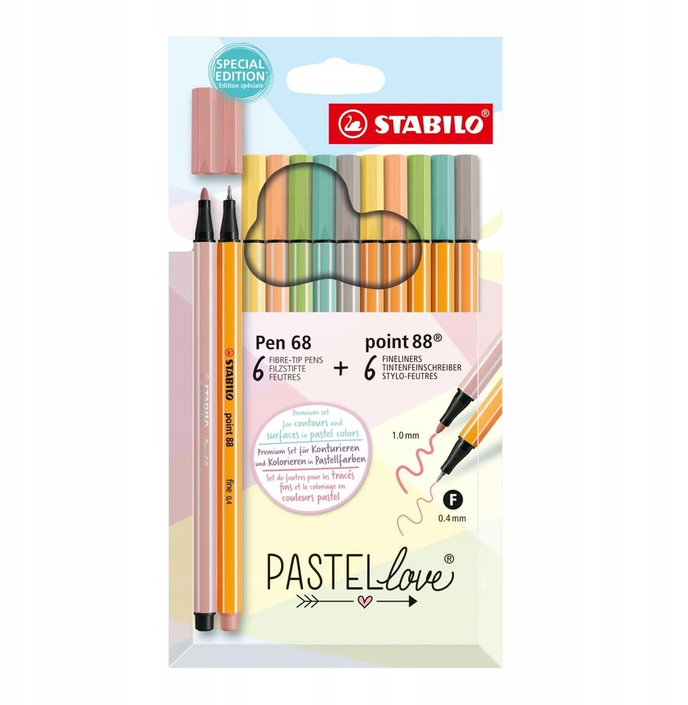 Spalvotų rašiklių rinkinys Stabilo Fineliner, 12 spalv.