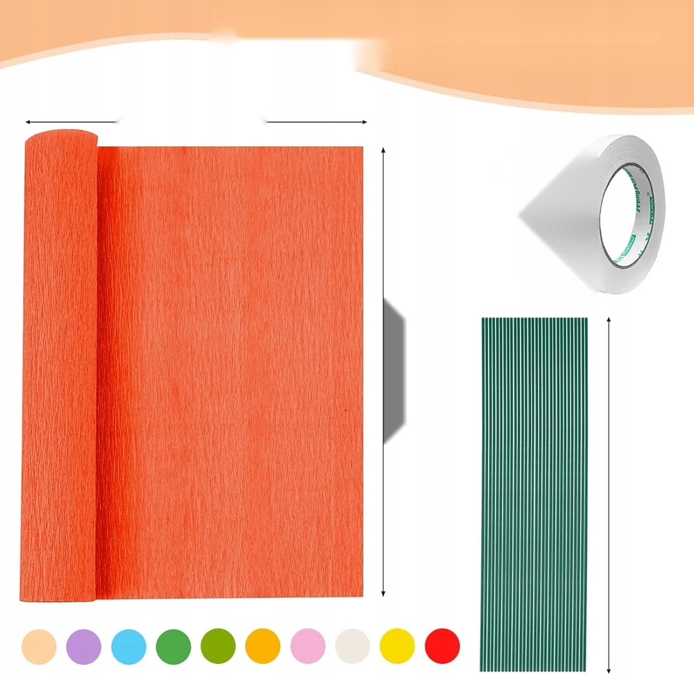SPALVŲ RINKINYS IŠ 10 25X250CM JUOSTŲ POPIERINIŲ GĖLŲ DIY DARBAS