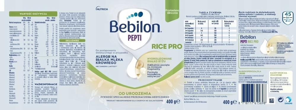 Specialios medicininės paskirties maistas Bebilon Pepti Rice Pro 400g