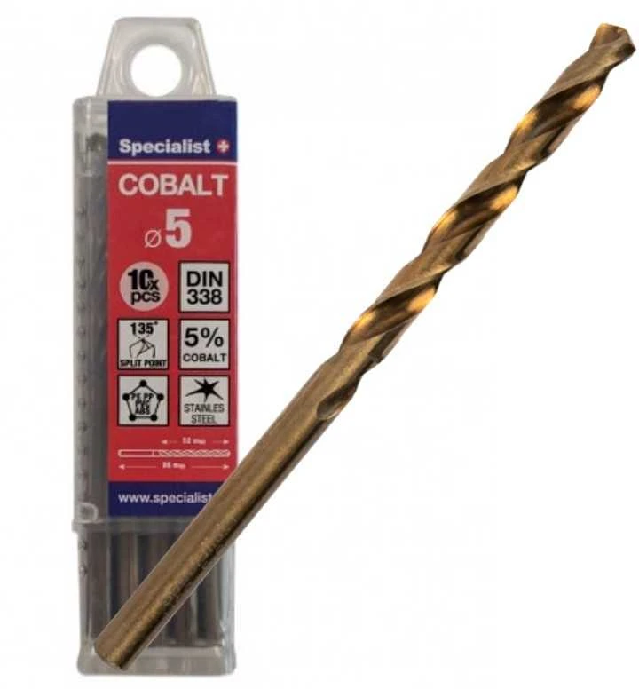 SPECIALIST+ metalo grąžtas COBALT, 5 mm, 10 vnt..
