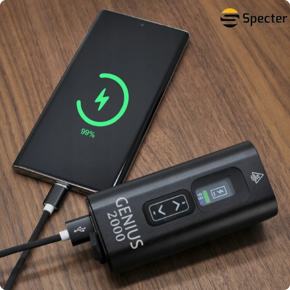 Specter DVIRAČIO LEMPAS Priekinis LED USB C 2000lm su maitinimo bloko funkcija dviračiui IPX5