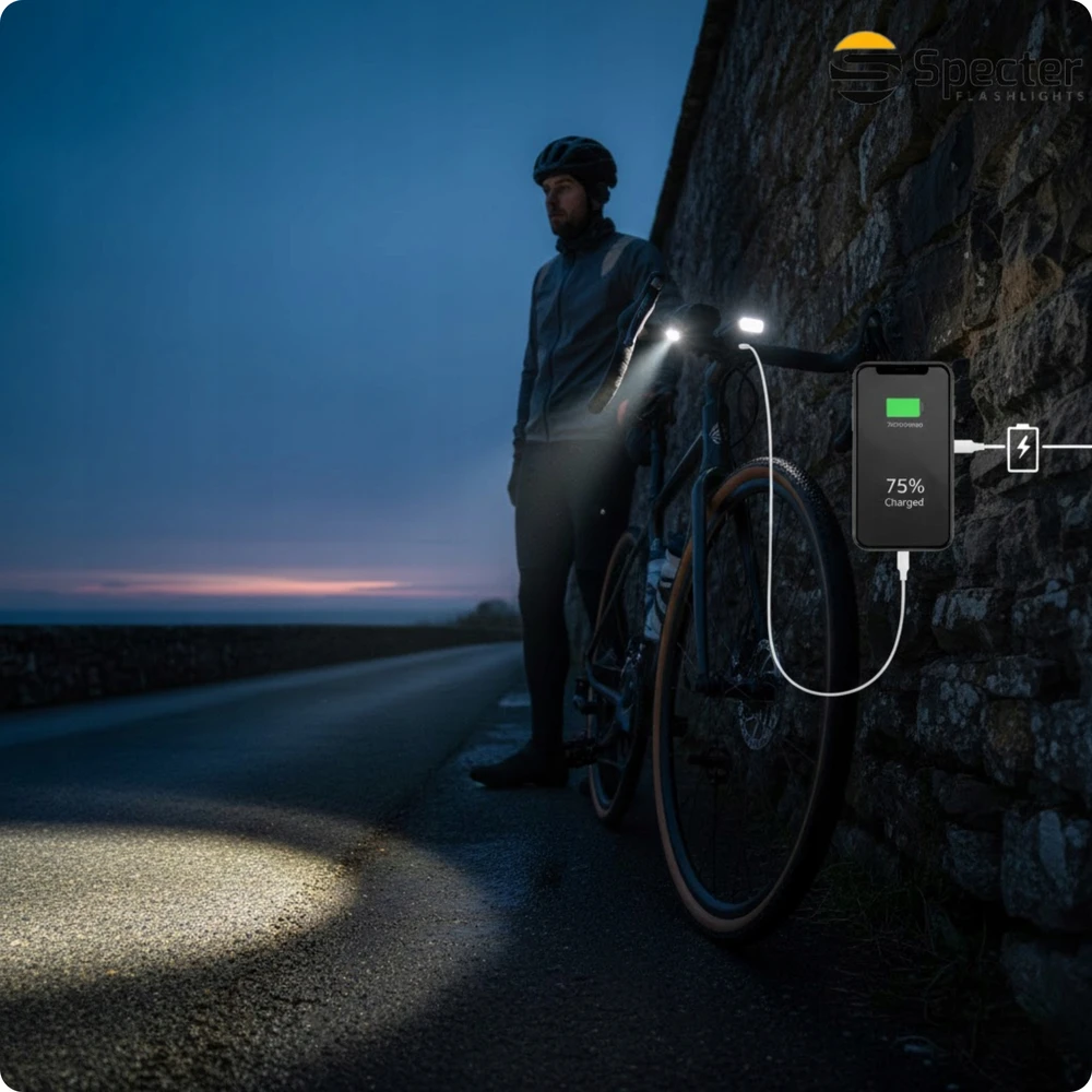 Specter DVIRAČIO PRIEKINIS LEMPAS Galingas 1000 lm USB C su Powerbank funkcija MAVERICK