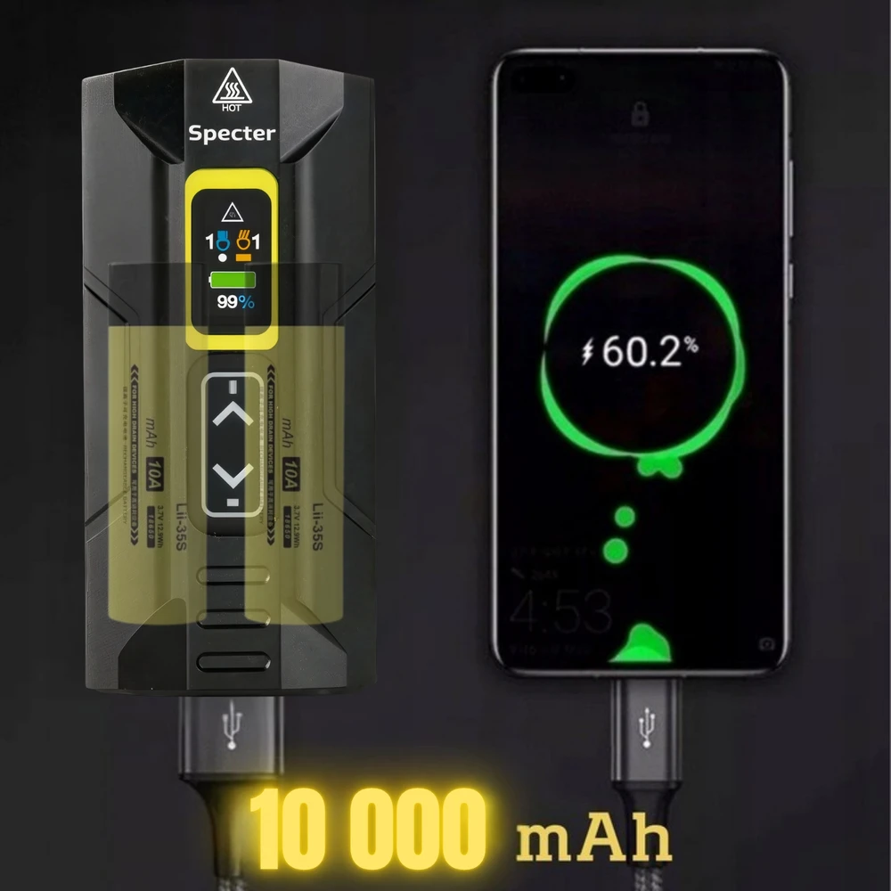 SPECTER HEXON 2000PRO POWERBANK dviračio žibintų rinkinys + galinis Raudonas AQY