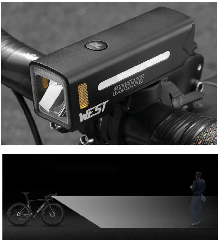 Specter LED DVIRAČIO PRIEKINIS LEMPAS USB C su powerbank funkcija WEST BIKING 1000LM