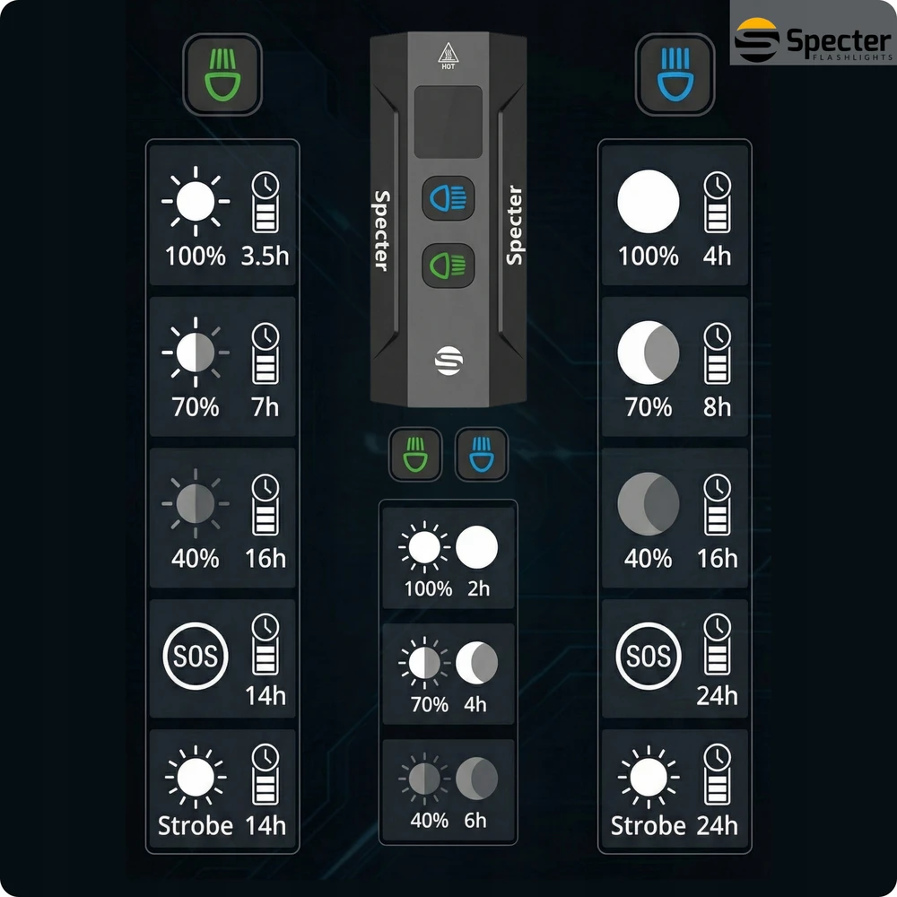 SPECTER PRO LIGHT 2 BIKE LAMP 1200LM POWERBANK IPX65 13 MODE