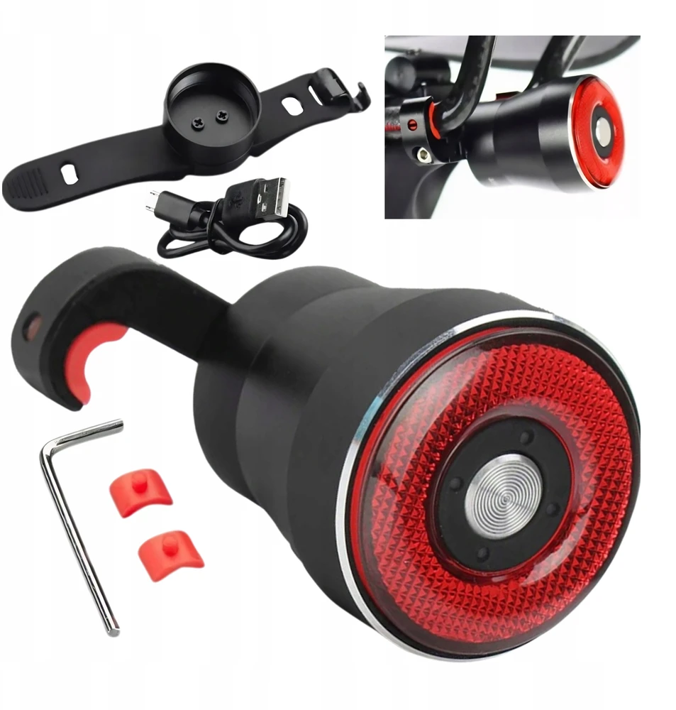 Specter Raudonas USB Smart STOP Smart įkraunamas dviračio žibintas