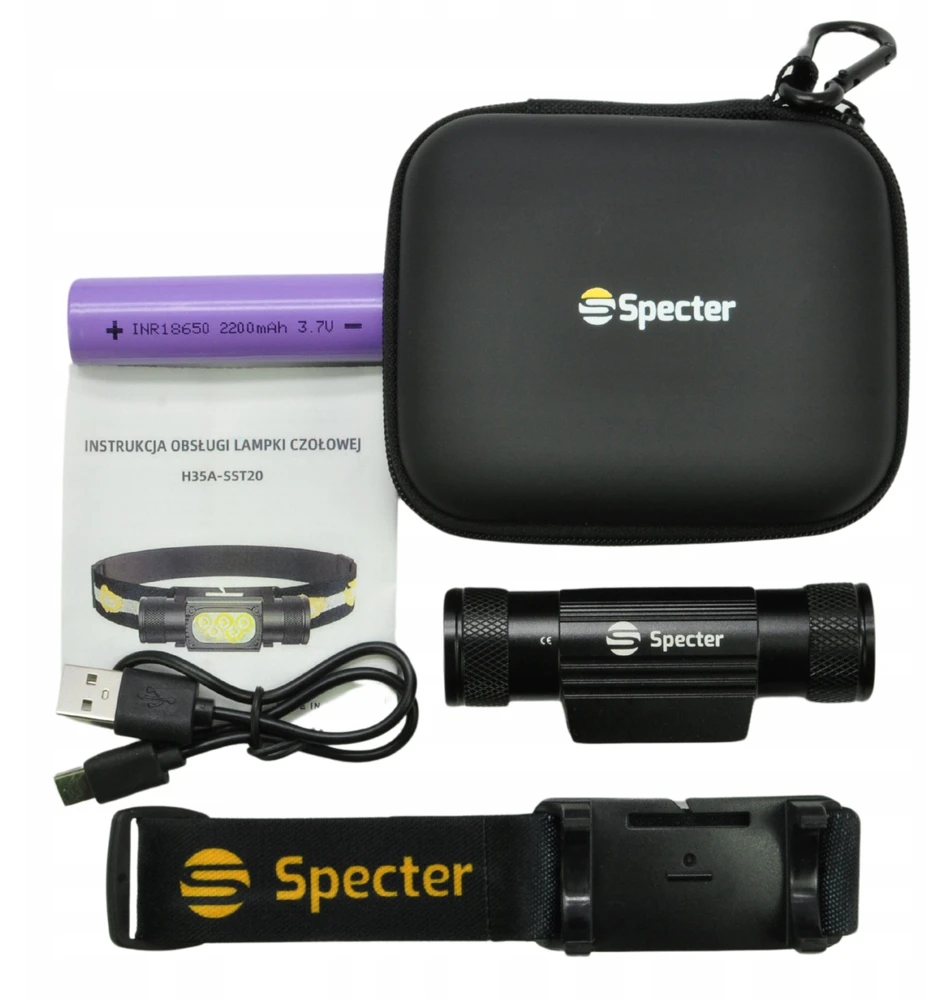 Specter Spectre 5LED priekinis žibintas, USB įkraunamas, vandeniui atsparus 2000lmetui