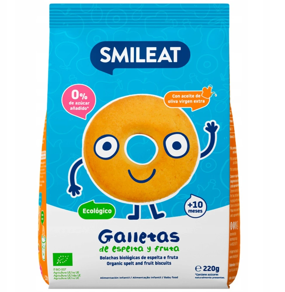 Speltų ir obuolių sausainiai Smileat ekologiškas sveikas užkandis vaikams 220g