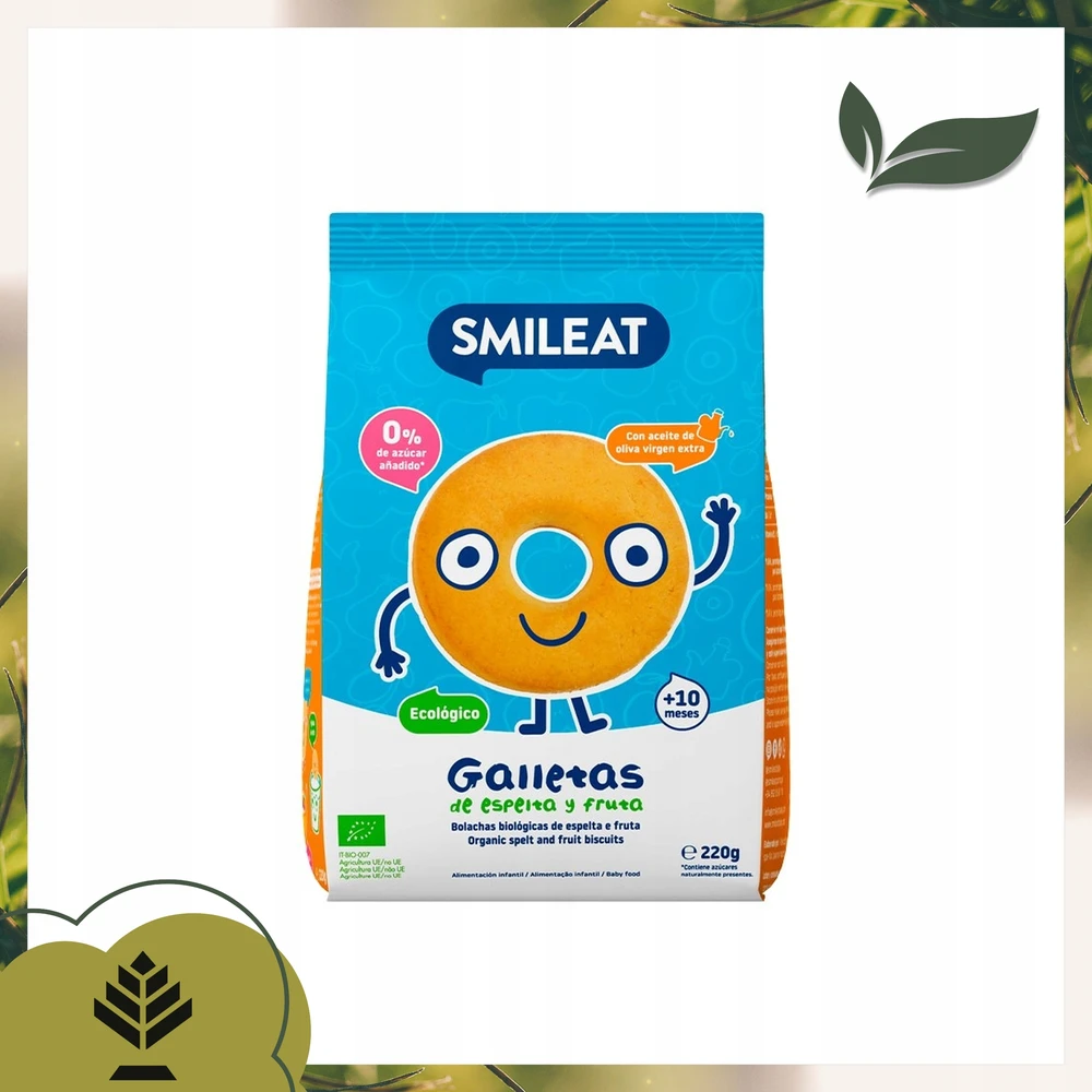 Speltų ir obuolių sausainiai Smileat ekologiškas sveikas užkandis vaikams 220g