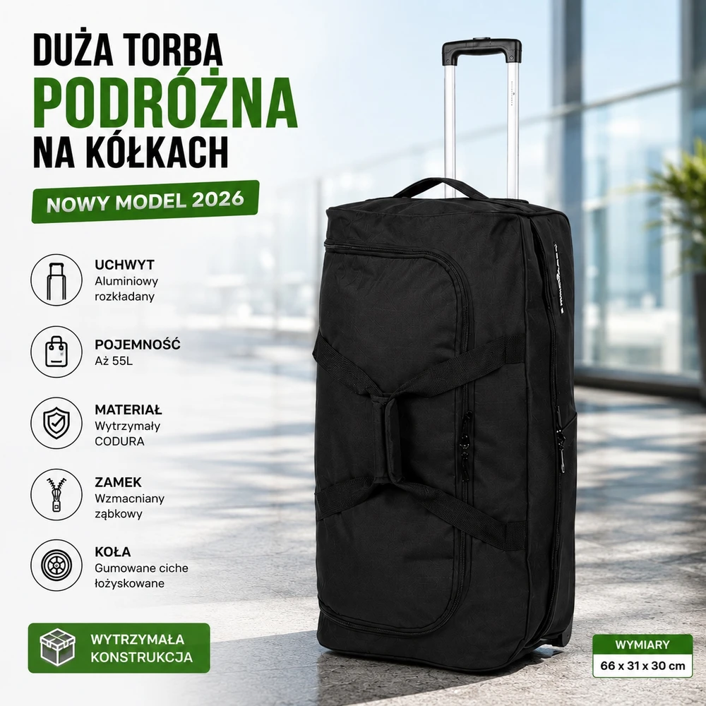 Spilbergen DIDELIS KELIONIŲ KREPŠYS ANT RATAI Tvirtas lagaminas 55L