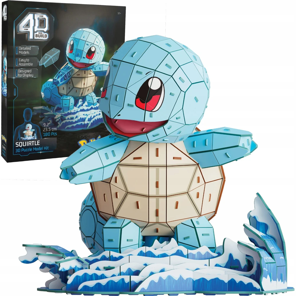 Spin Master 4D Statyba - 3D Dėlionė - Carapuce Pokémon - 180 dalių - 24cm - nuo 12 metų