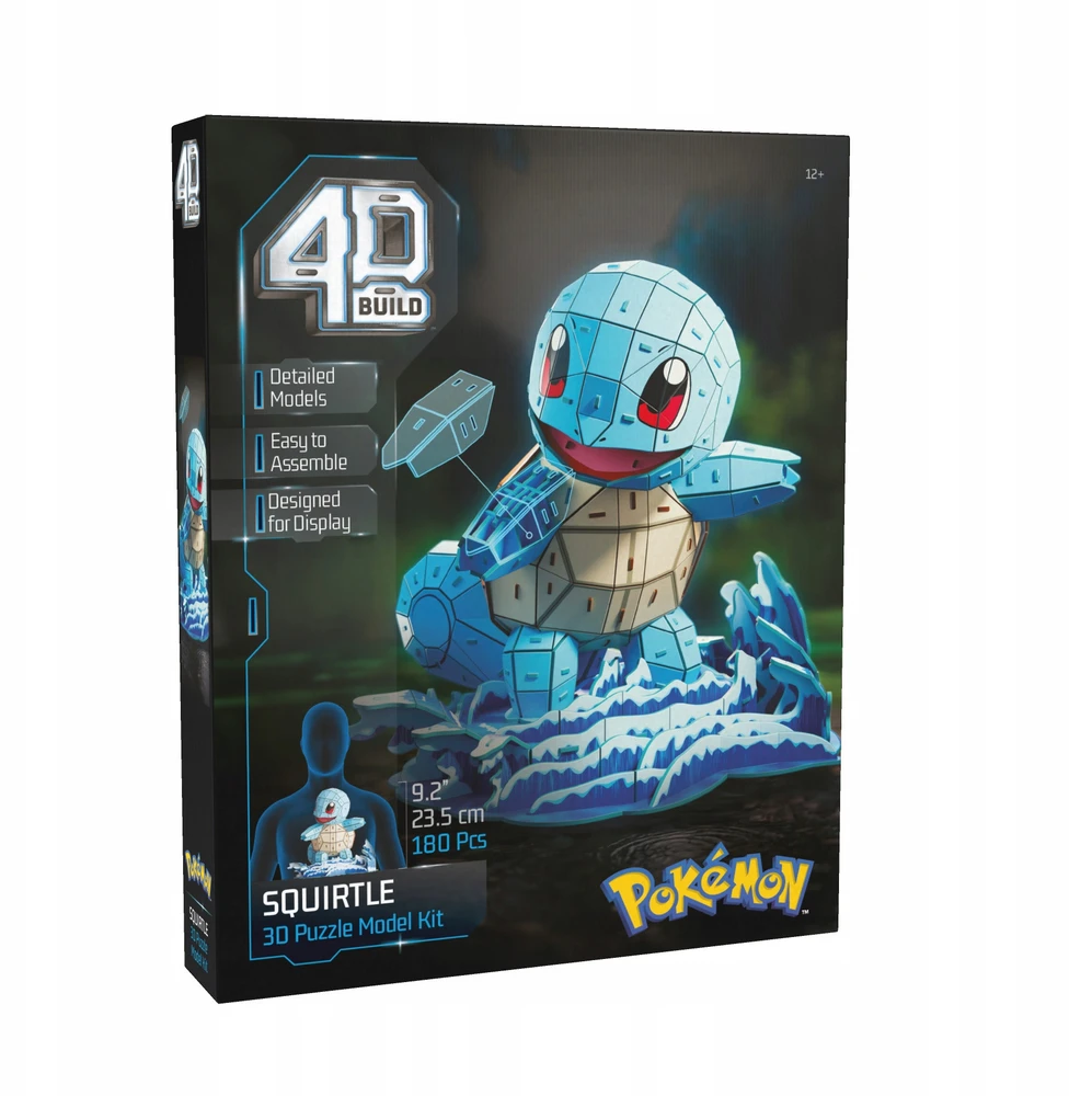 Spin Master 4D Statyba - 3D Dėlionė - Carapuce Pokémon - 180 dalių - 24cm - nuo 12 metų