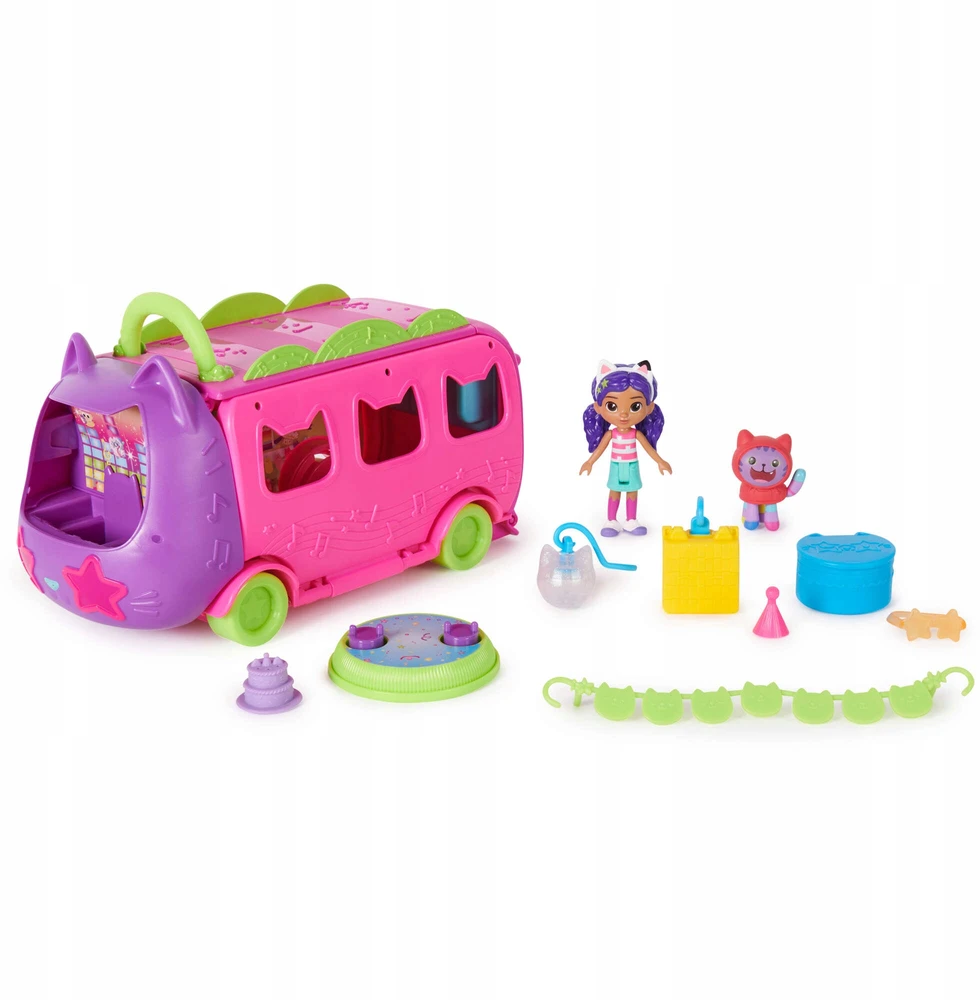 Gabby's Dollhouse Spin Master CAT HOUSE GABI PARTY BUS PARTY BUS DOLL FIGURE DJ CATNIP AKC.