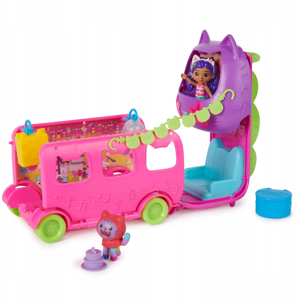 Gabby's Dollhouse Spin Master CAT HOUSE GABI PARTY BUS PARTY BUS DOLL FIGURE DJ CATNIP AKC.